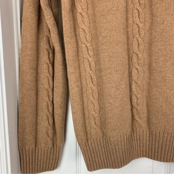 Turnbury Cable Pullover Knit Sweater Top Camel Brown - Picture 3 of 5